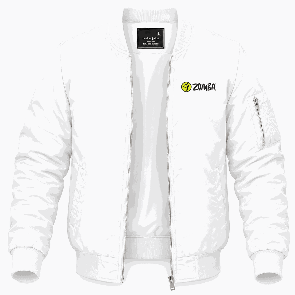 Men's Zumba Fitness Lightweight Bomber Jacket - White