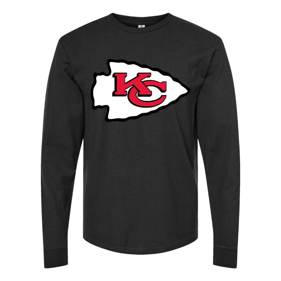Men's Kansas City Chiefs Long sleeves Cotton Blend T-Shirt - Black