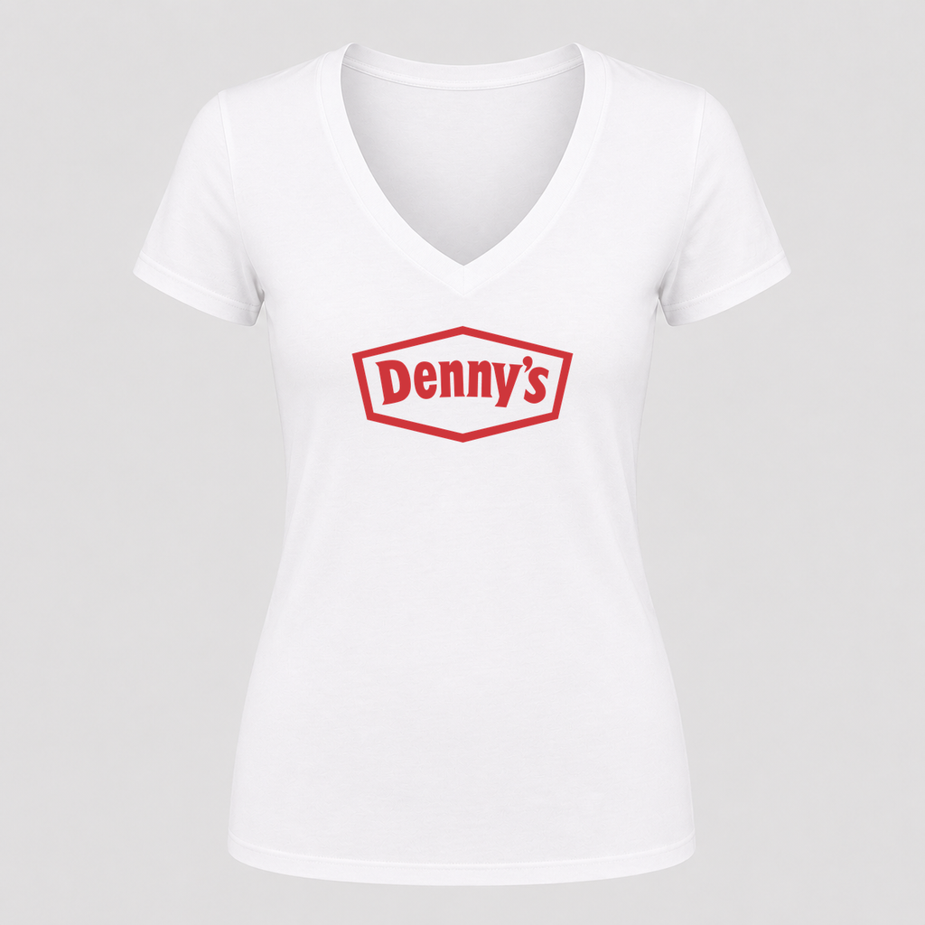 Women's Denny’s V Neck T-Shirt in white