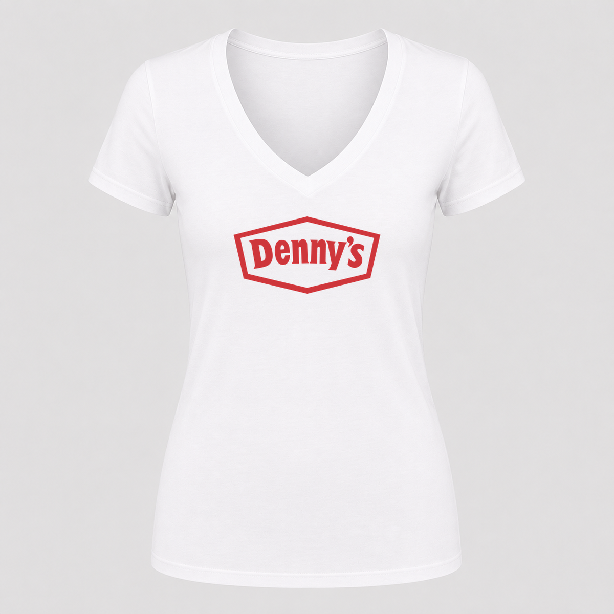 Women's Denny’s V Neck T-Shirt in white