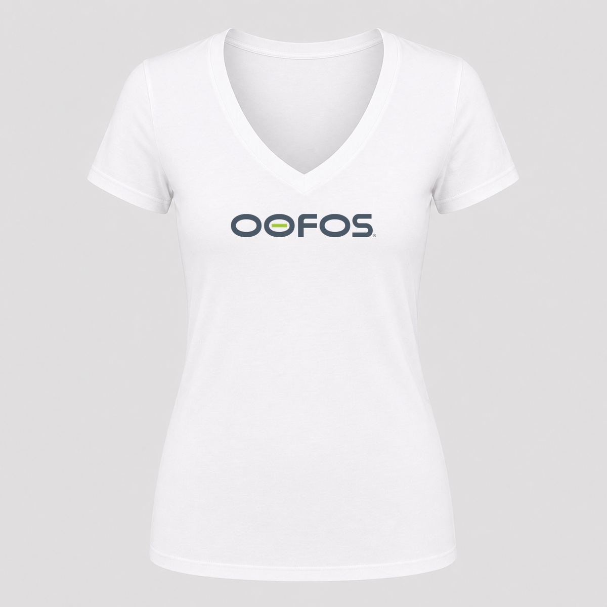 Women's OOFOS V Neck T-Shirt in white