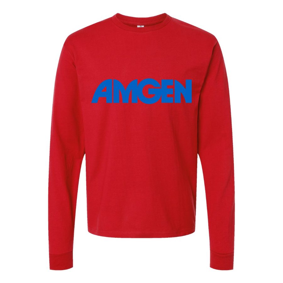 Men's Amgen-Logo-500x281-min Long sleeves Cotton Blend T-Shirt - Red