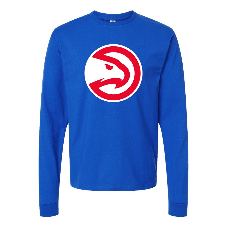 Men's Atlanta Hawks Long sleeves Cotton Blend T-Shirt - Blue