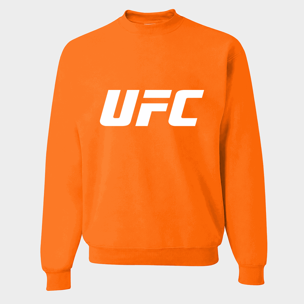 Men's UFC White Logo Crewneck Sweatshirt - Orange
