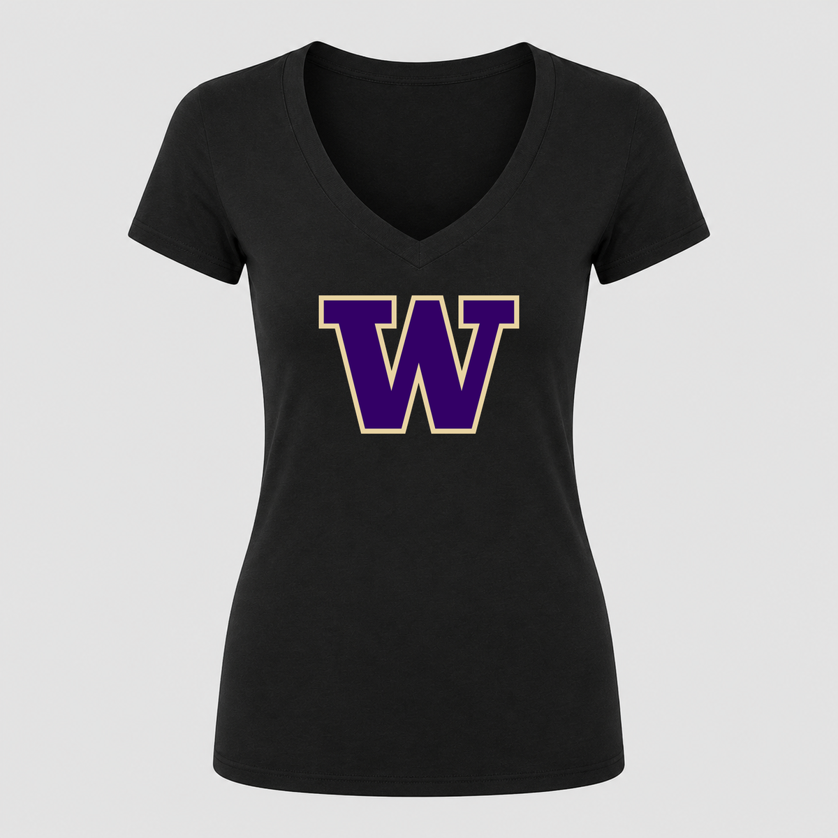 Women's Washington Huskies V Neck T-Shirt in black