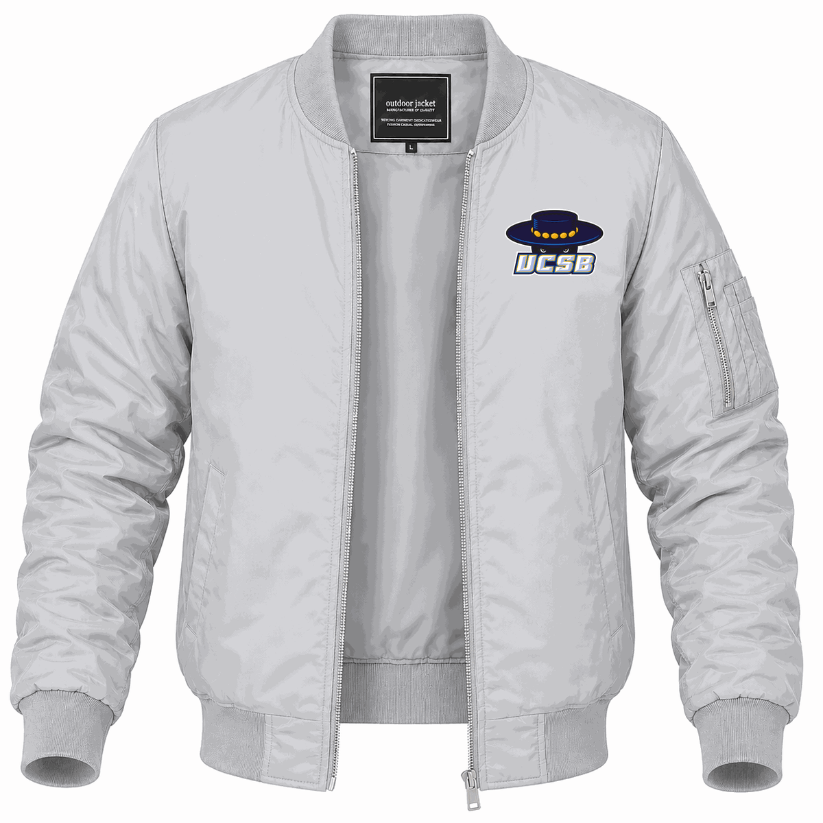 Men's UCSB Gauchos Logo Lightweight Bomber Jacket - Gray