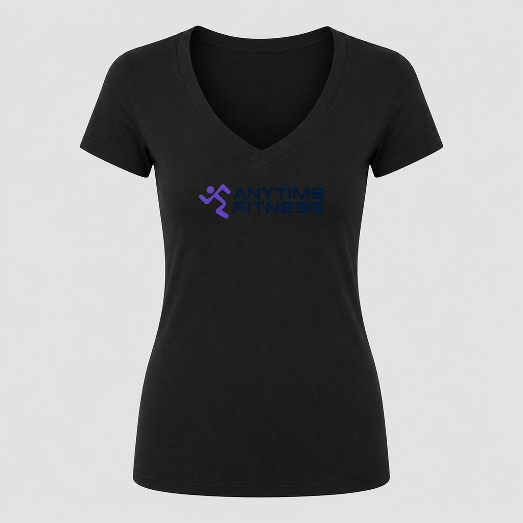 Women's Anytime Fitness V Neck T-Shirt in black