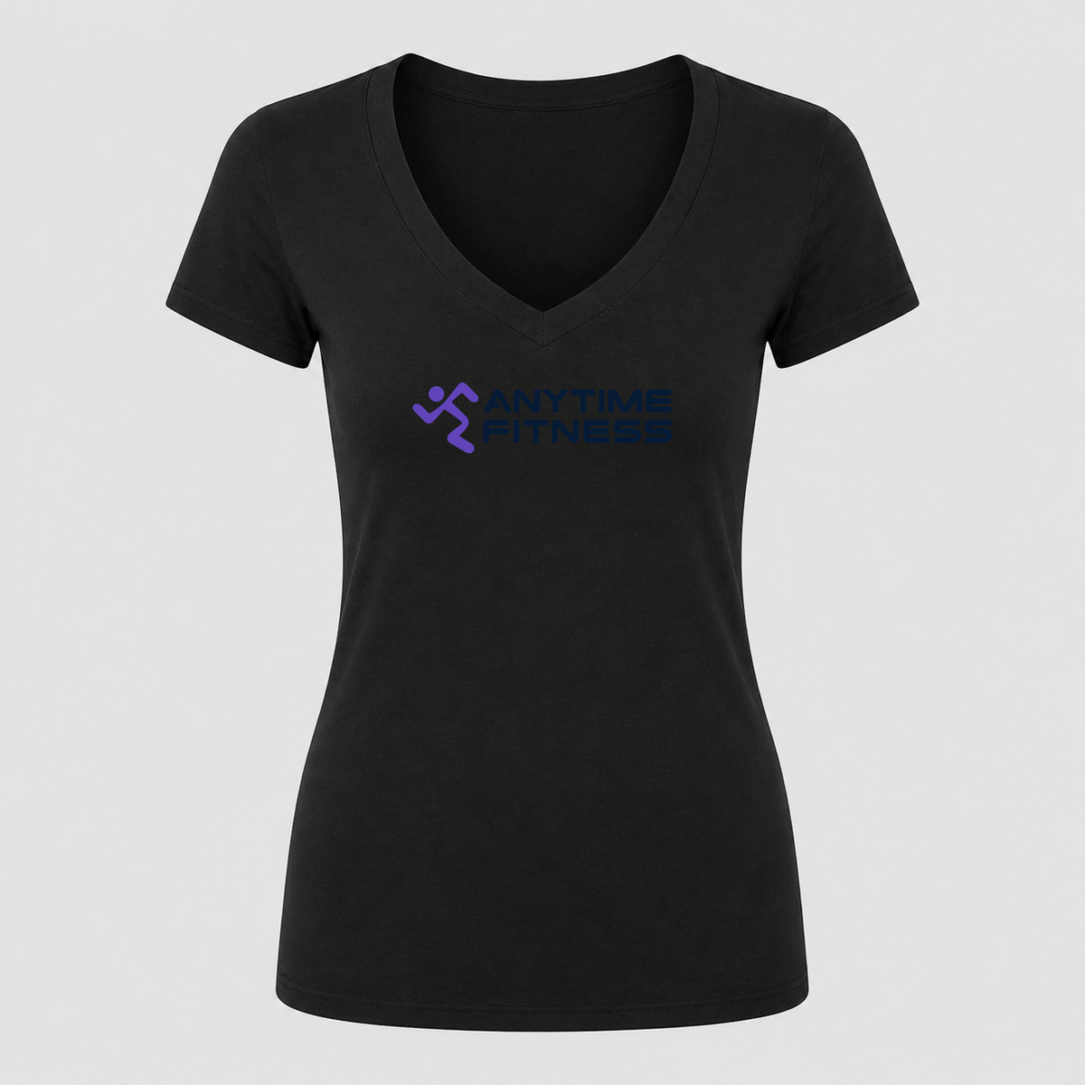 Women's Anytime Fitness V Neck T-Shirt in black