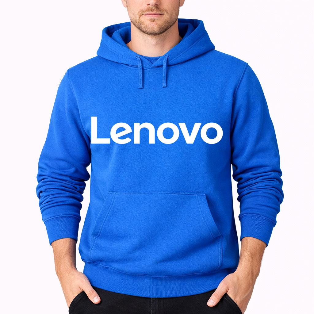 Men's Lenovo White Pullover Hoodie - Azure