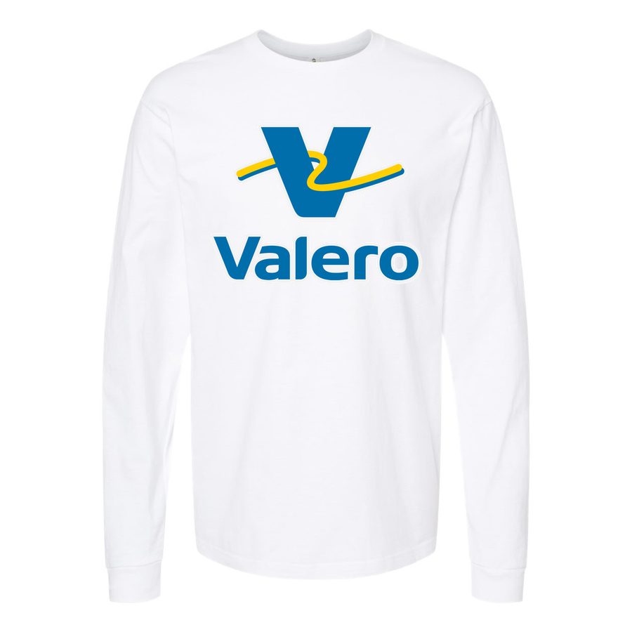 Men's Valero Gas Station Logo Long sleeves Cotton Blend T-Shirt - White