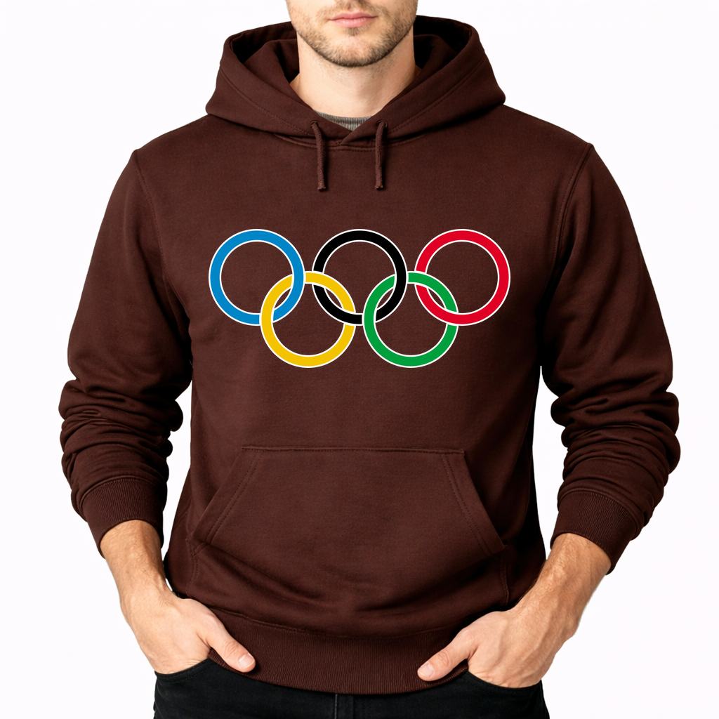Men's Olympic Ring BK Pullover Hoodie - Brown