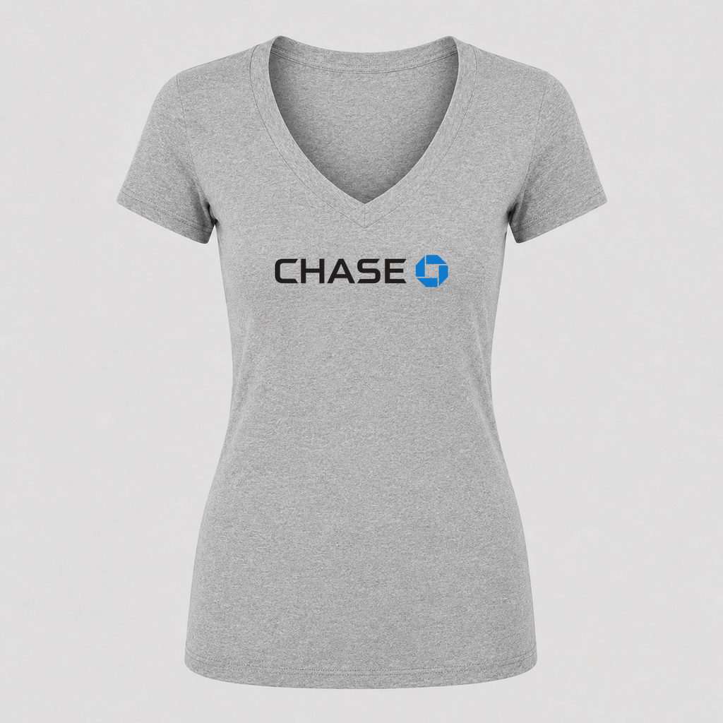 Women's Chase Black Design V Neck T-Shirt in gray