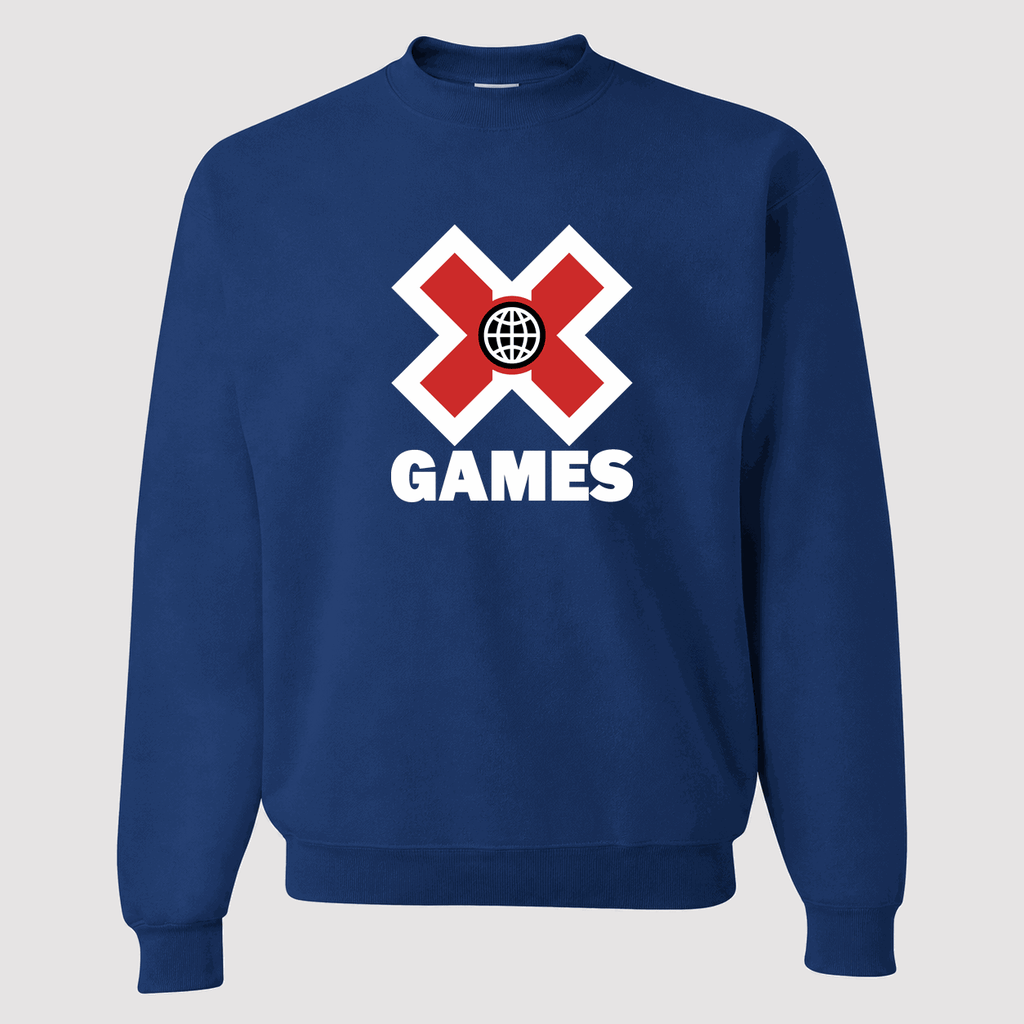 Men's X Games White Logo Crewneck Sweatshirt - Blue