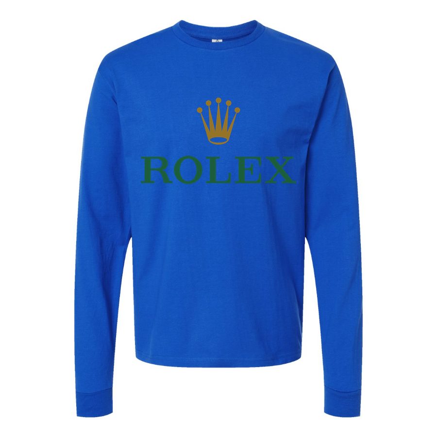 Men's Rolex Logo Long sleeves Cotton Blend T-Shirt - Blue