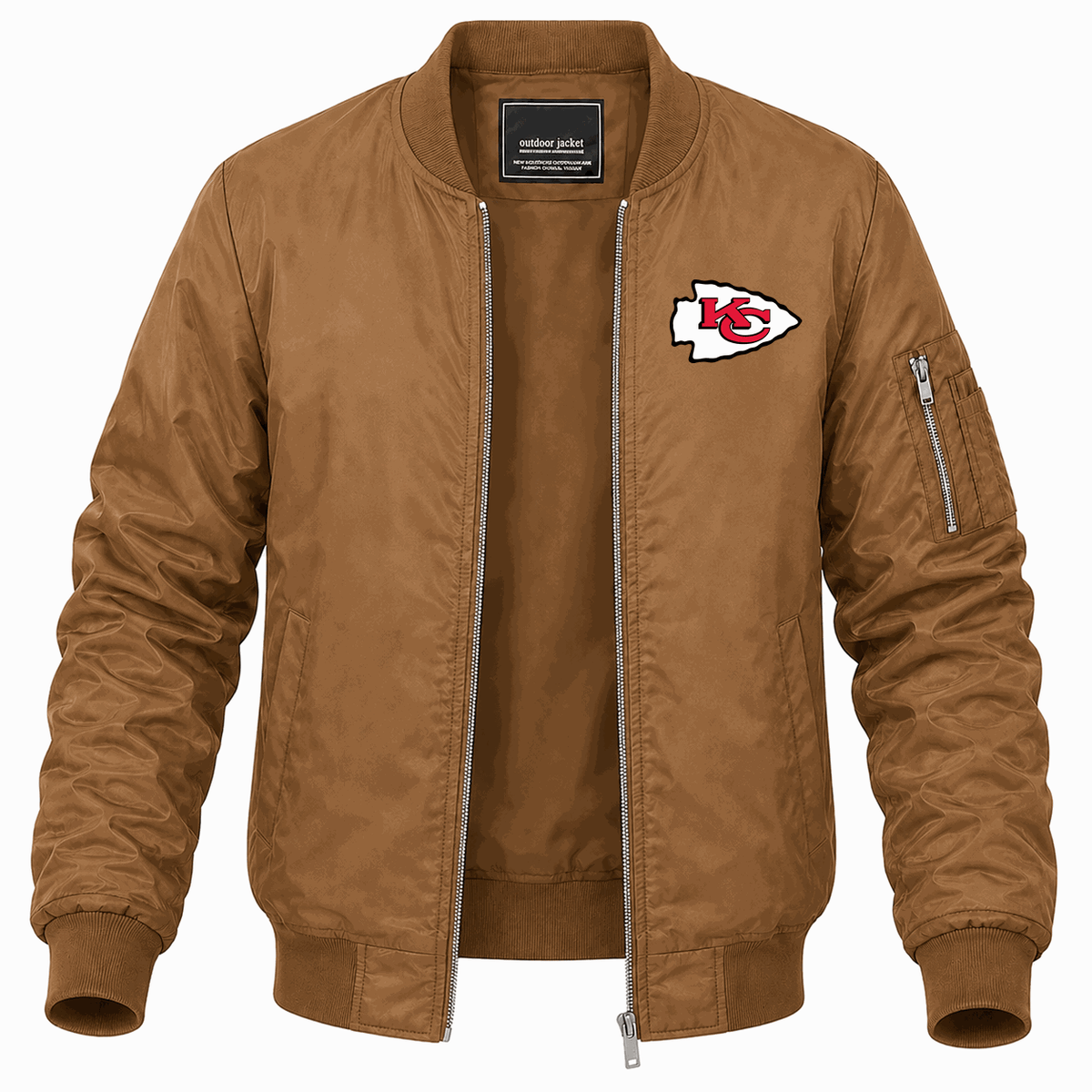 Men's Kansas City Chiefs Lightweight Bomber Jacket - Brown