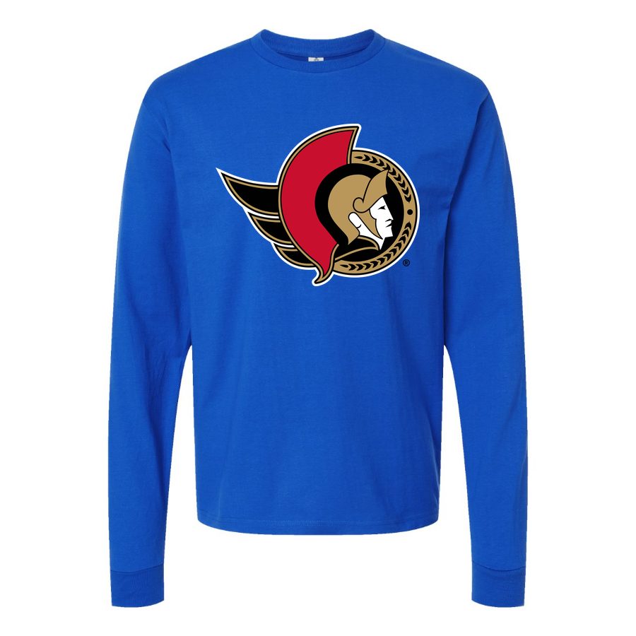 Men's Ottawa Senators Long sleeves Cotton Blend T-Shirt - Blue