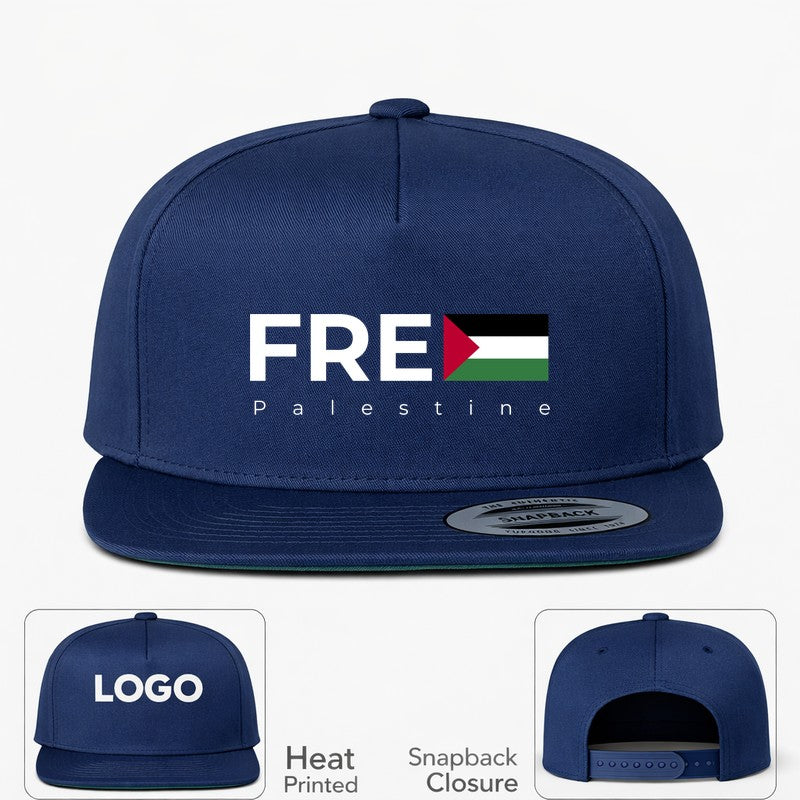 Free Palestine White Logo Snapback Hat