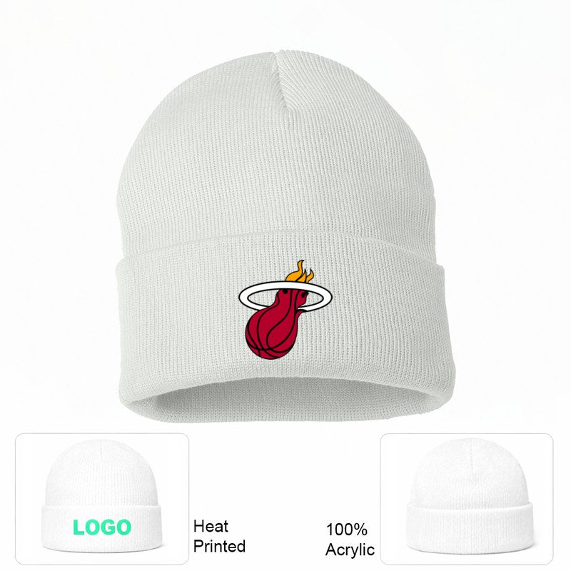 Miami Heat White Beanie Hat