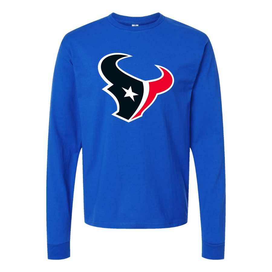 Men's Houston Texans Long sleeves Cotton Blend T-Shirt - Blue