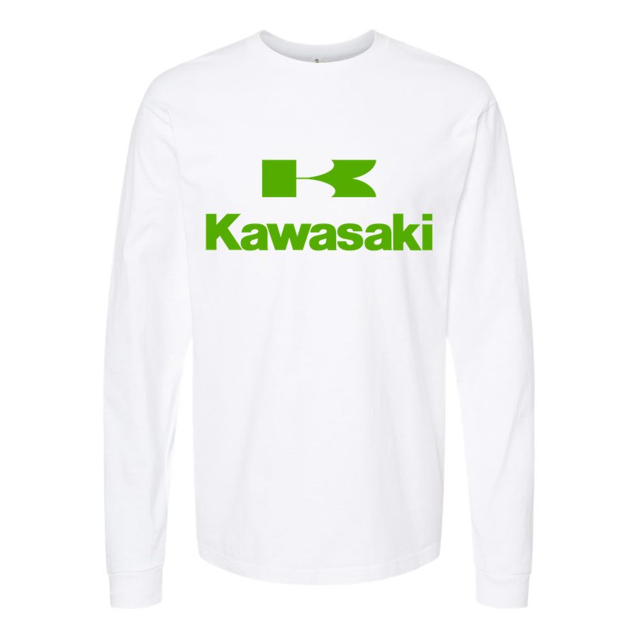 Men's kawasaki logo Long sleeves Cotton Blend T-Shirt - White