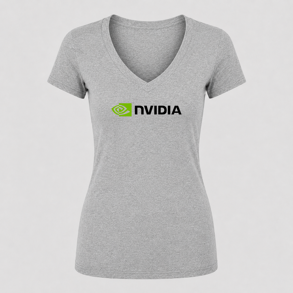 Women's NVIDIA V Neck T-Shirt in gray