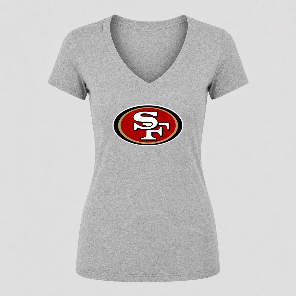 Women's San Francisco 49ers V Neck T-Shirt in gray
