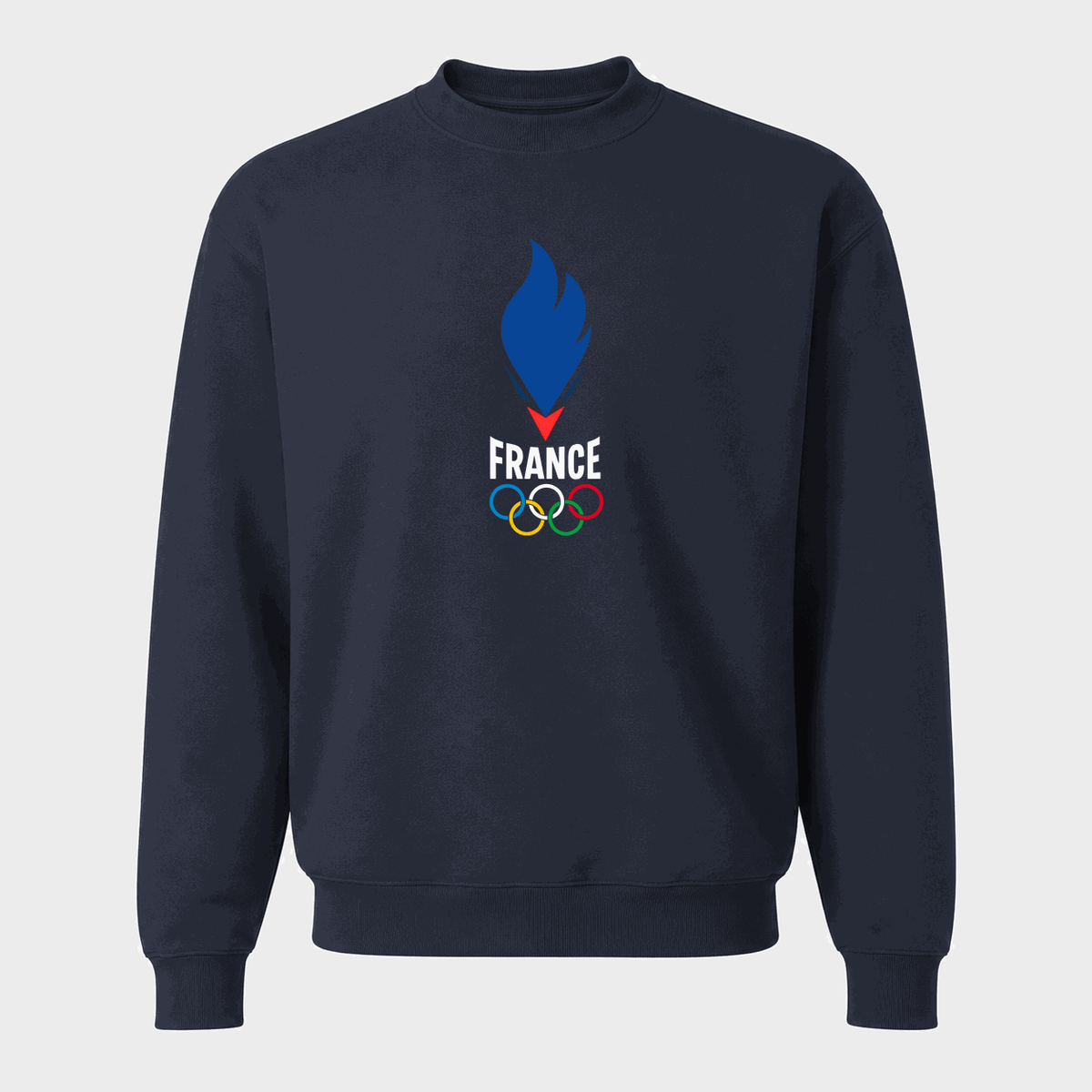 Men's France 2024 White Logo Crewneck Sweatshirt - Navy