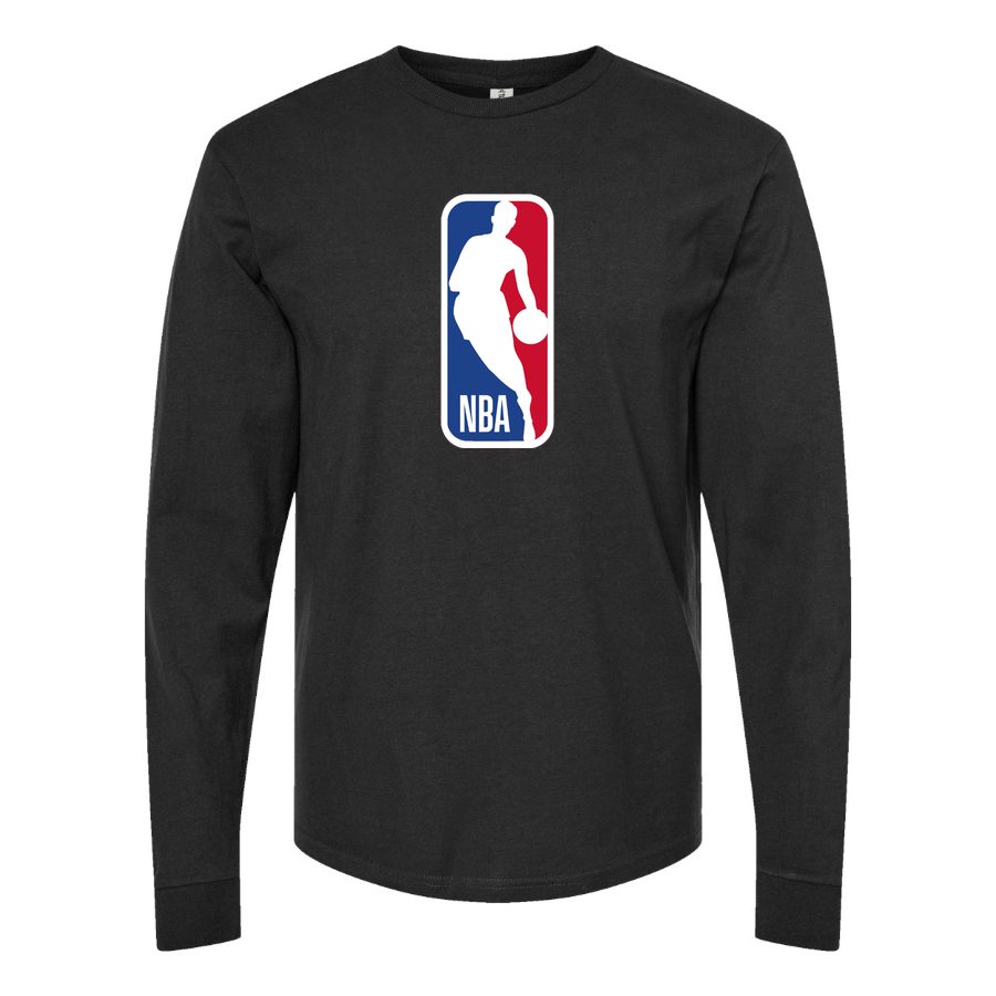 Men's nba Long sleeves Cotton Blend T-Shirt - Black