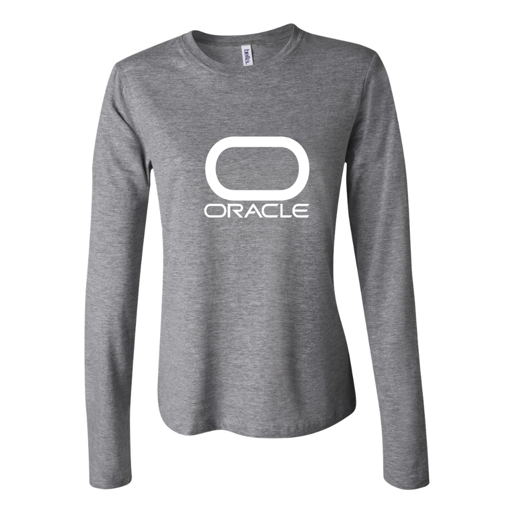 Women's Oracle Logo White Long Sleeve T-Shirt - Gray