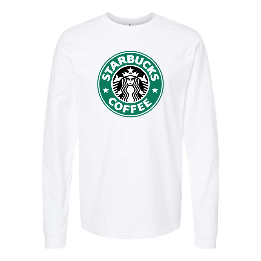 Men's starbucks-logo-starbucks-icon-transparent-free-png Long sleeves Cotton Blend T-Shirt - White