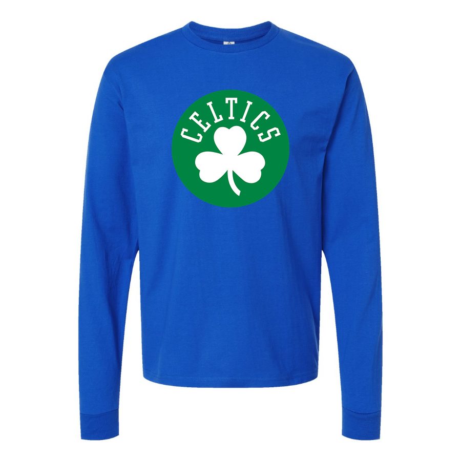 Men's Boston Celtics Long sleeves Cotton Blend T-Shirt - Blue