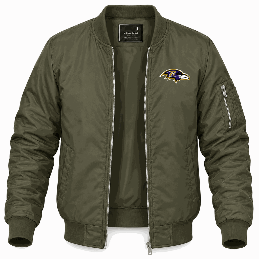 Men's Baltimore Ravens Lightweight Bomber Jacket - Army Green