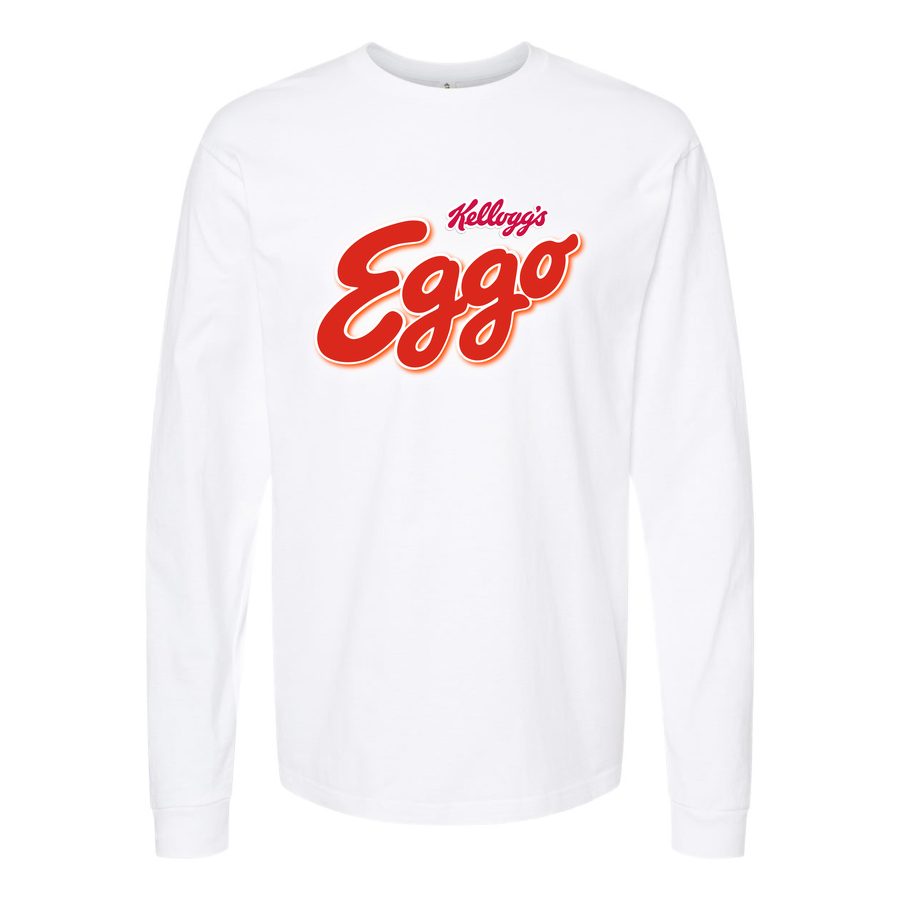 Men's Eggo-Kelloggs-Logo-food Long sleeves Cotton Blend T-Shirt - White