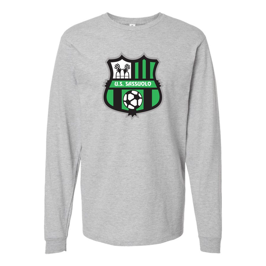 Men's U.S. Sassuolo Soccer Logo Long sleeves Cotton Blend T-Shirt - Gray