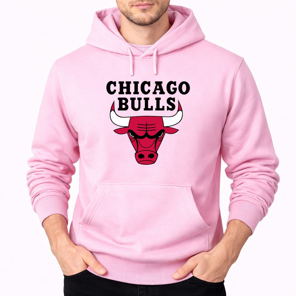 Men's Chicago bulls black Pullover Hoodie - Pink