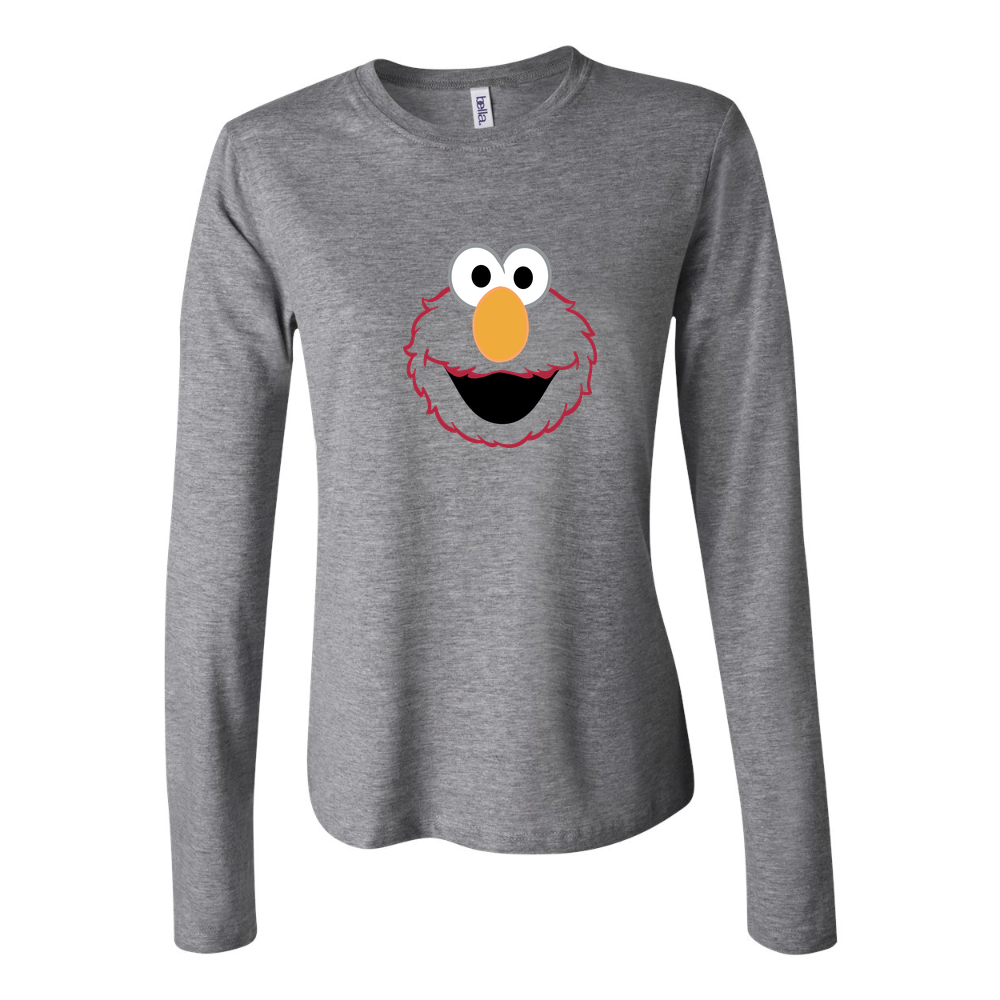 Women's Elmo Face2 Long Sleeve T-Shirt - Gray