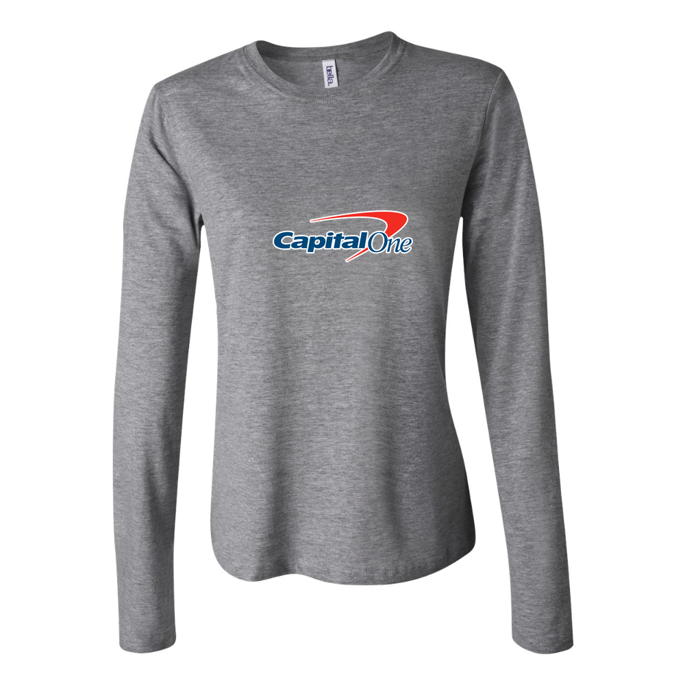 Women's Capital One Logo 1536x864 Long Sleeve T-Shirt - Gray