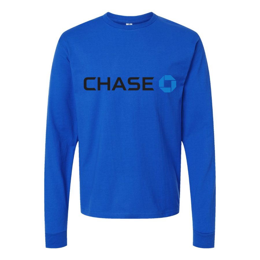 Men's Chase Black logo Long sleeves Cotton Blend T-Shirt - Blue