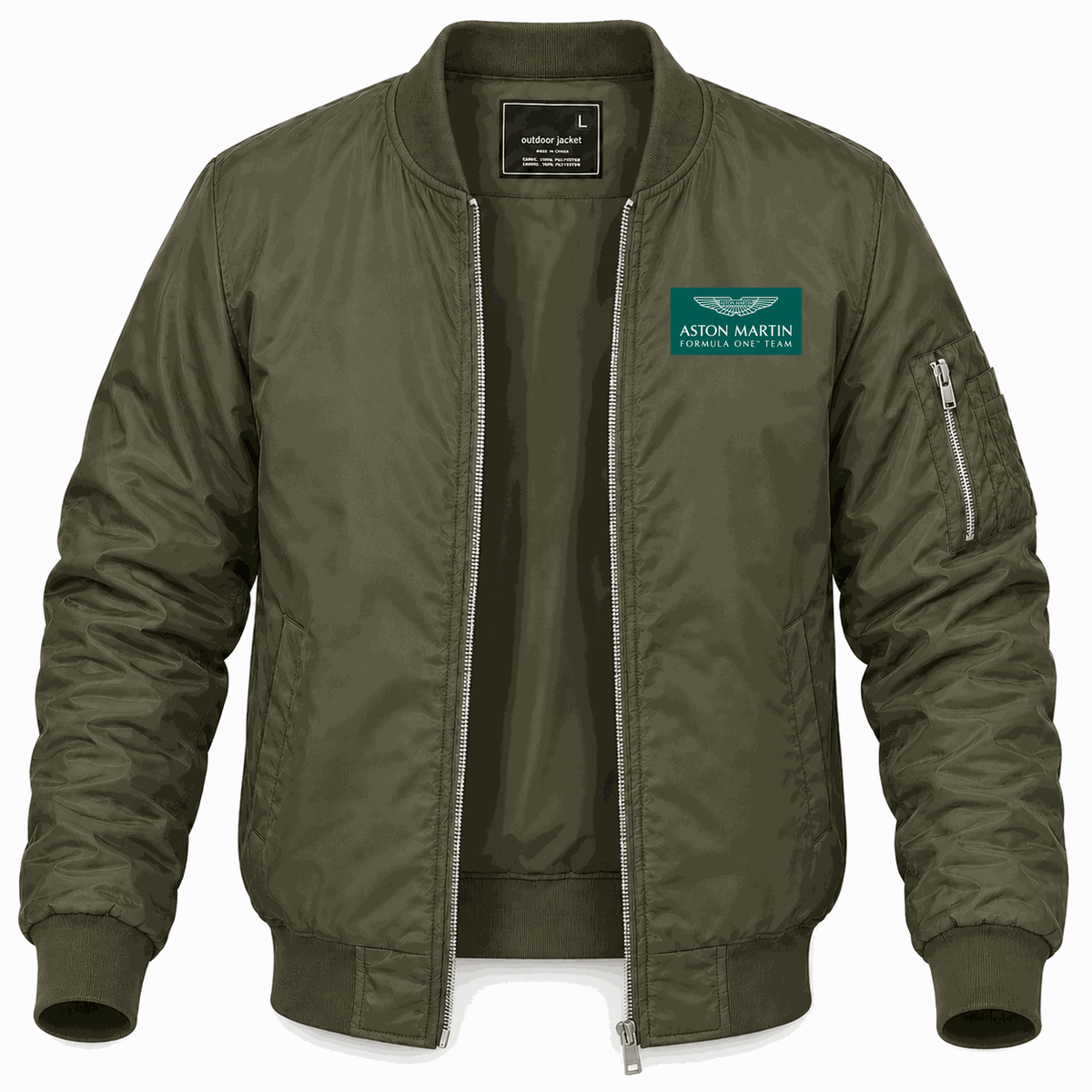Men's Aston Martin Formula One Team Lightweight Bomber Jacket - Army Green