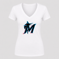 Women's Miami Marlins V Neck T-Shirt in white