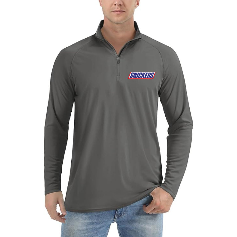 Snickers Logo food quarter-zip athletic shirt in Dark Gray