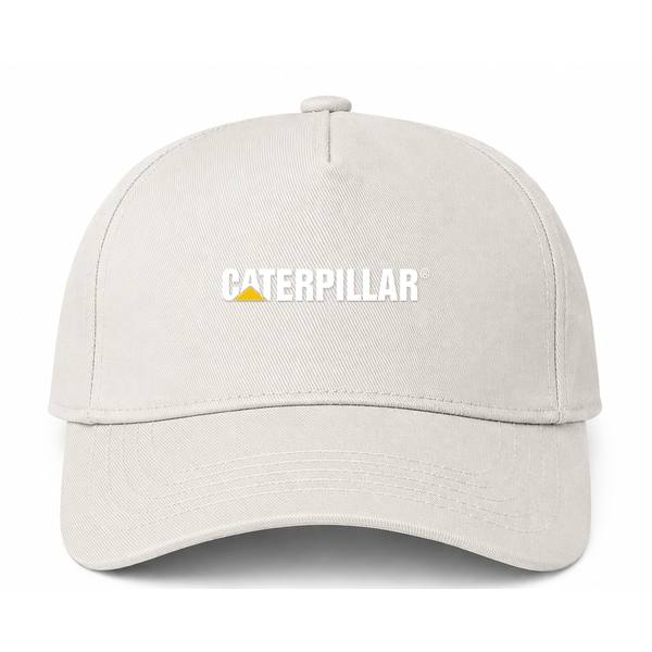 Caterpillar White Logo Beige Dad Baseball Cap Hat