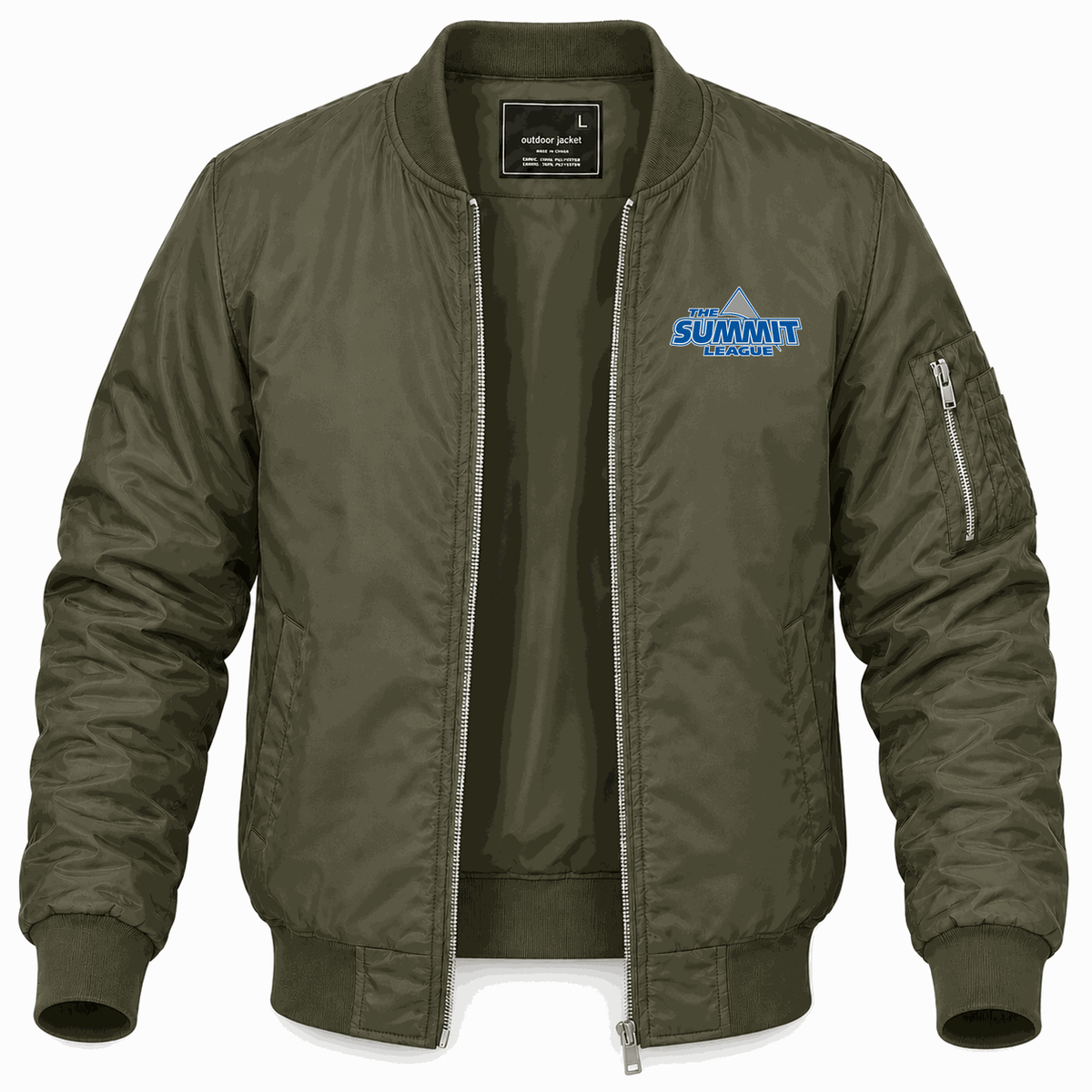 Men's The Summit League Logo Lightweight Bomber Jacket - Army Green