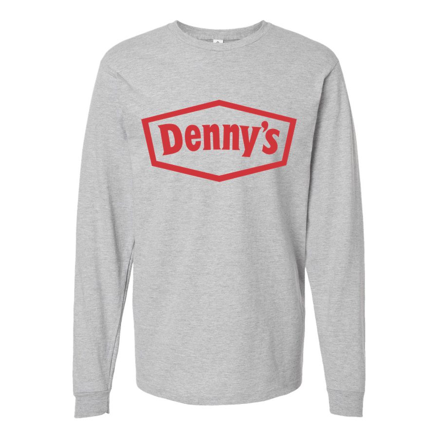 Men's Dennys-Logo2 Long sleeves Cotton Blend T-Shirt - Gray
