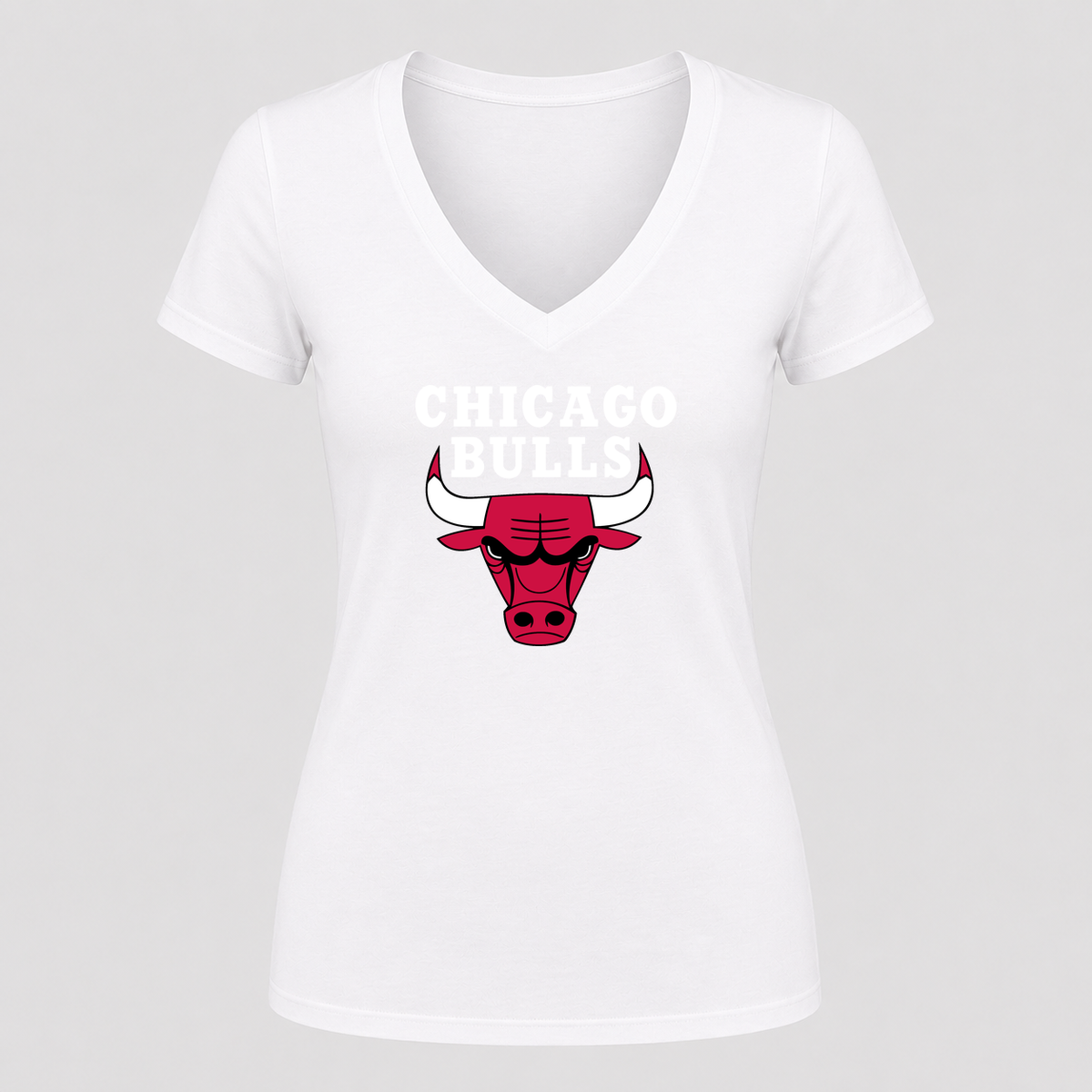 Women's Chicago bulls White Design V Neck T-Shirt in white