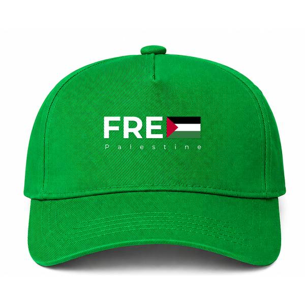 Free Palestine White Logo Green Dad Baseball Cap Hat