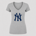 Women's New York Yankees V Neck T-Shirt in gray
