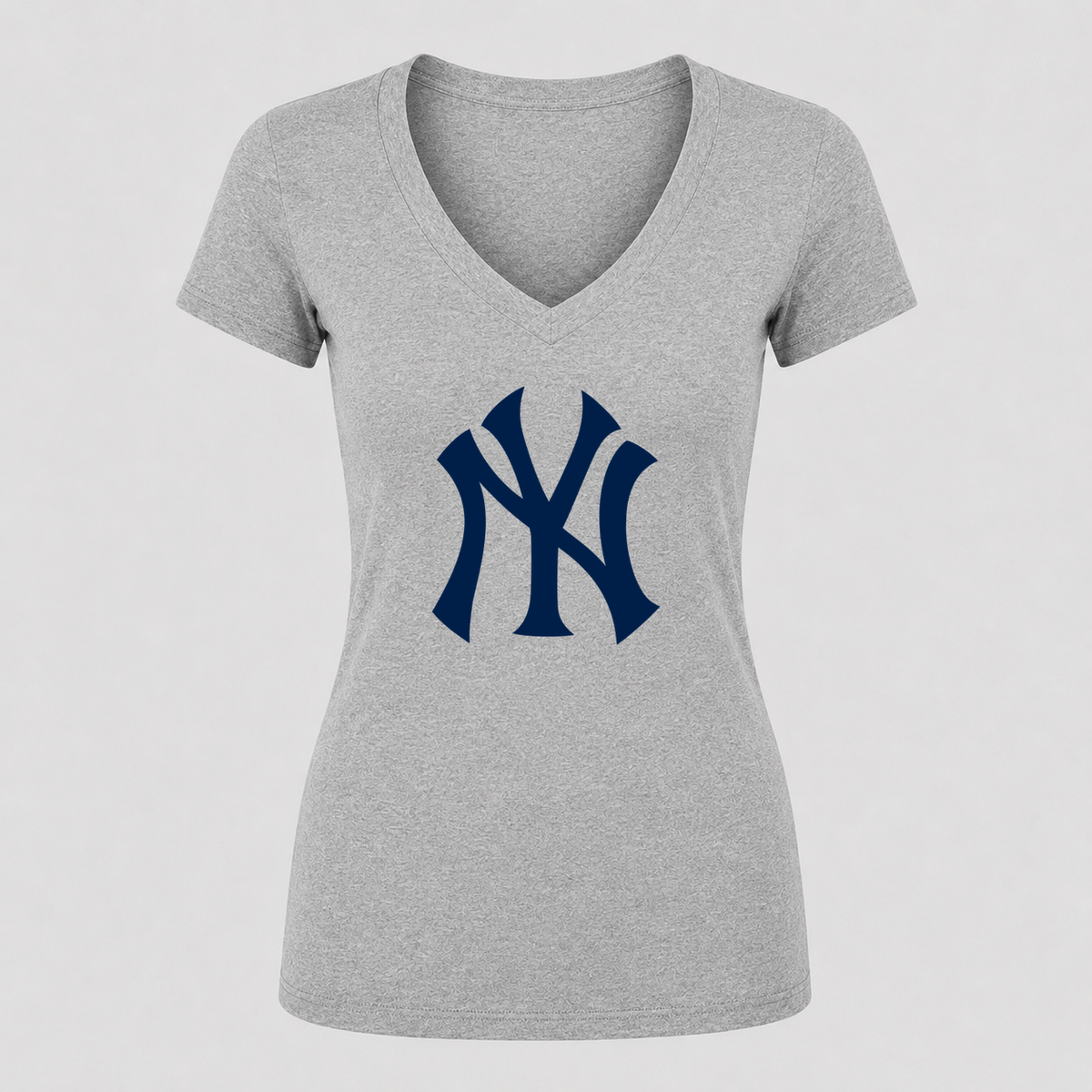 Women's New York Yankees V Neck T-Shirt in gray