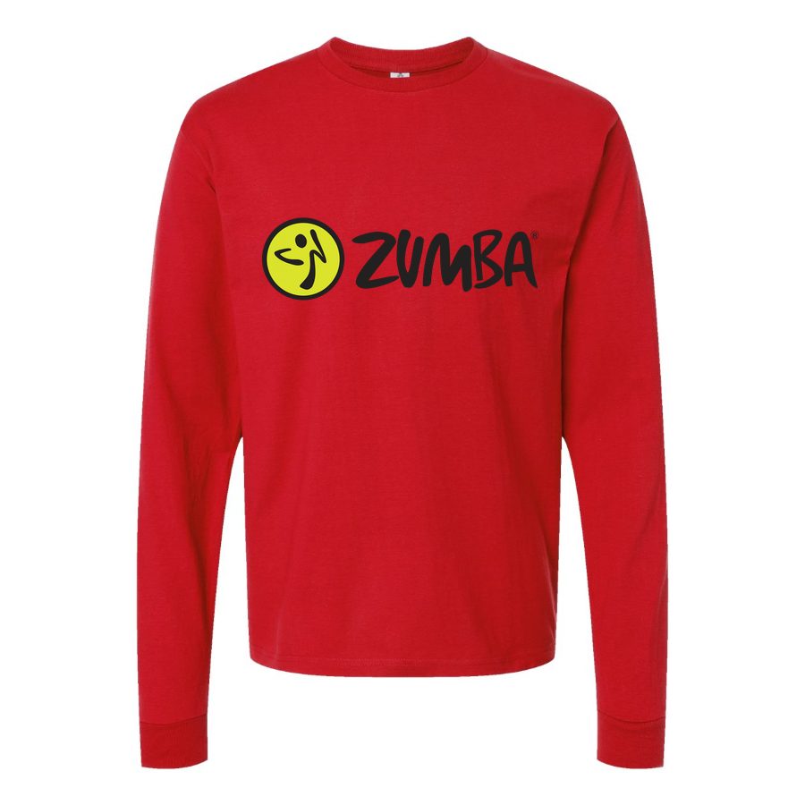 Men's Zumba-Fitness-logo-1536x922 Long sleeves Cotton Blend T-Shirt - Red