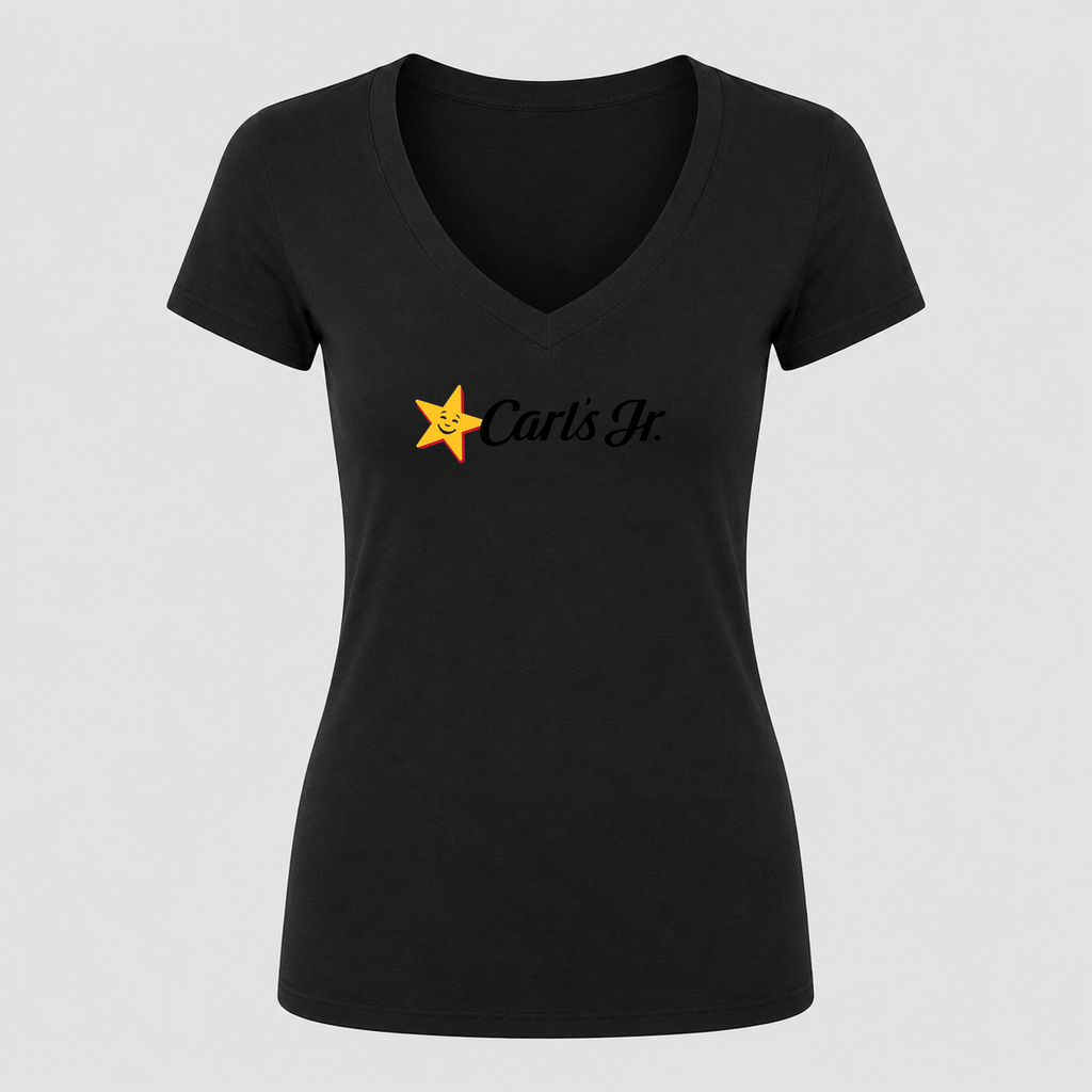 Women's Carl’s Jr. V Neck T-Shirt in black